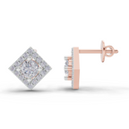 0.81 Carat Square Diamond Earrings 14K - Rose Gold