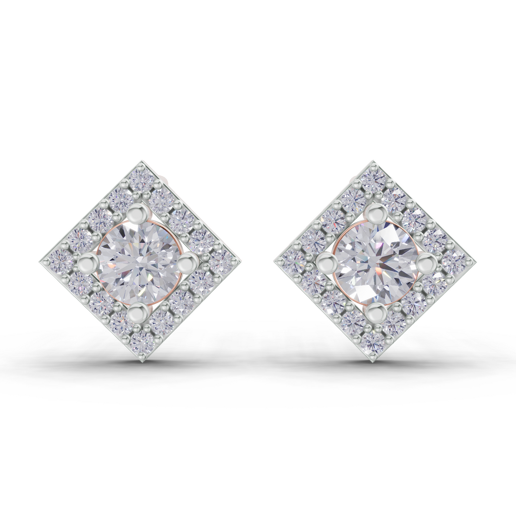 0.81 Carat Square Diamond Earrings 14K - Rose Gold