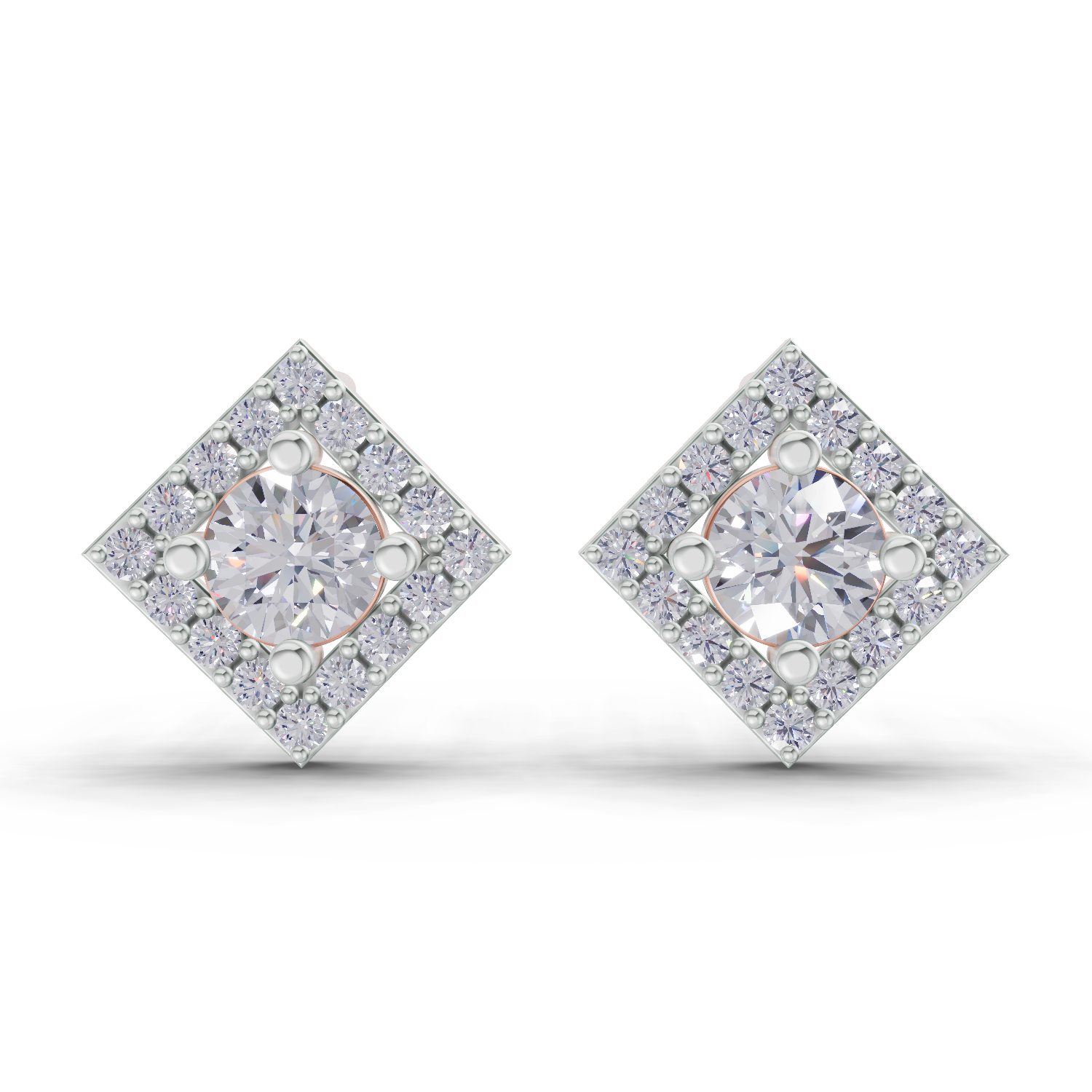 0.81 Carat Square Diamond Earrings 14K - Rose Gold