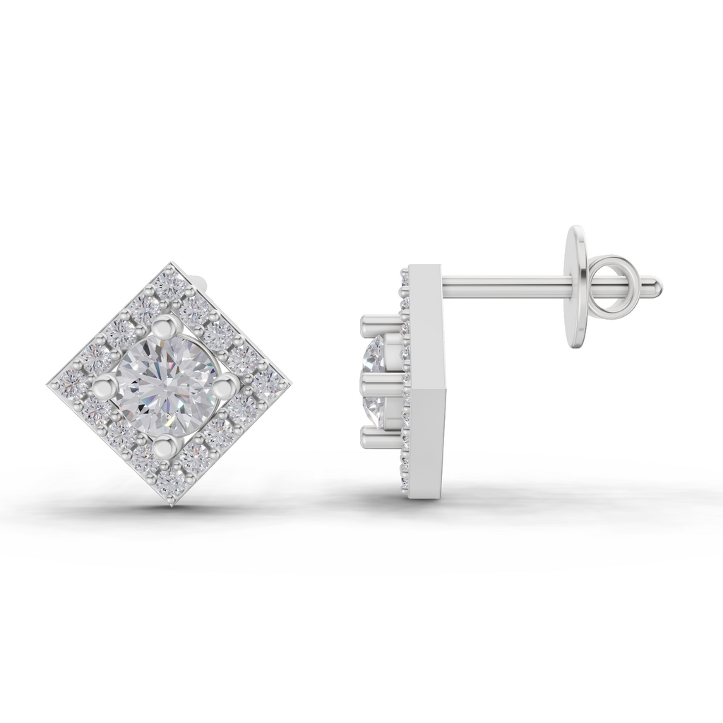 0.81 Carat Square Diamond Earrings 14K - White Gold