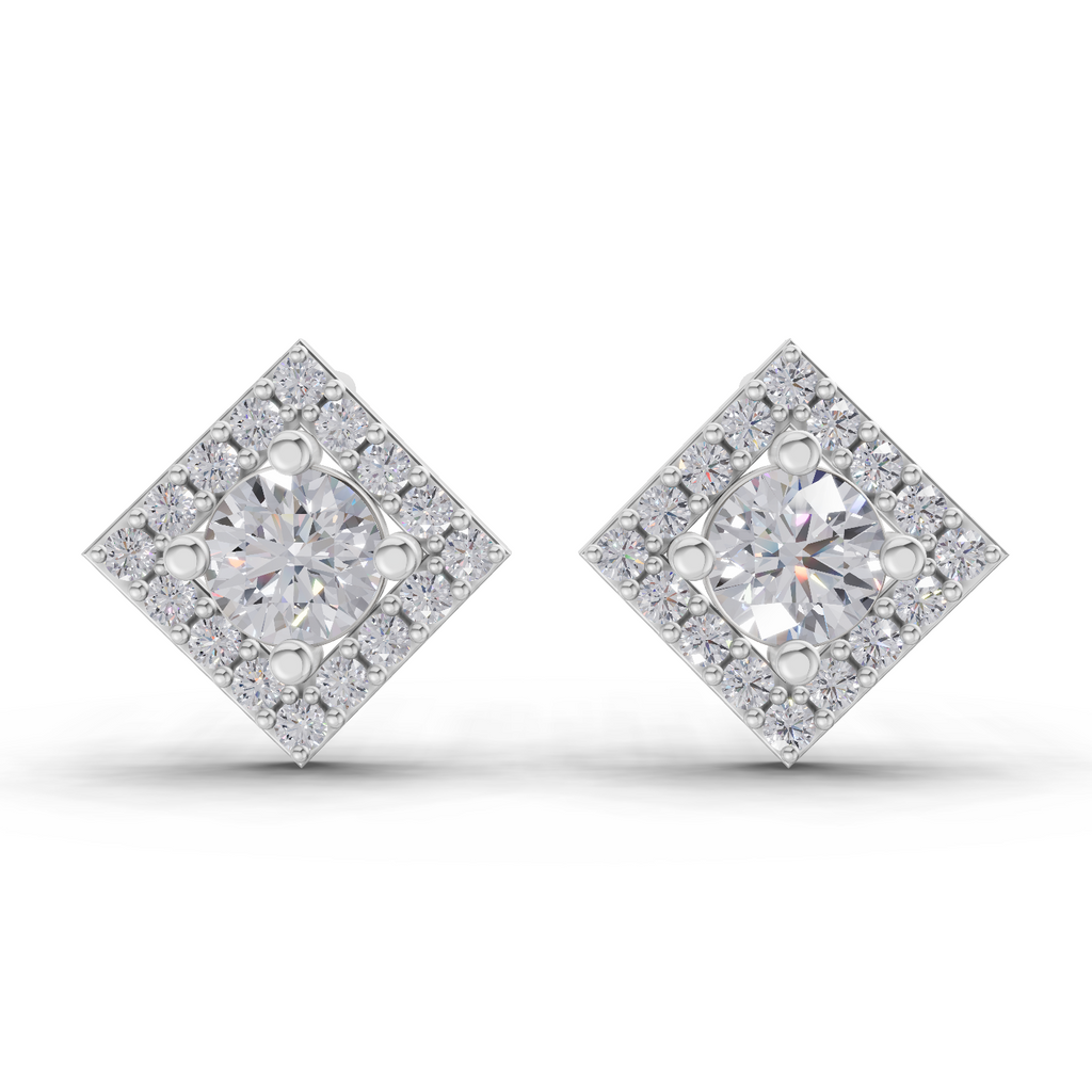 0.81 Carat Square Diamond Earrings 14K - White Gold