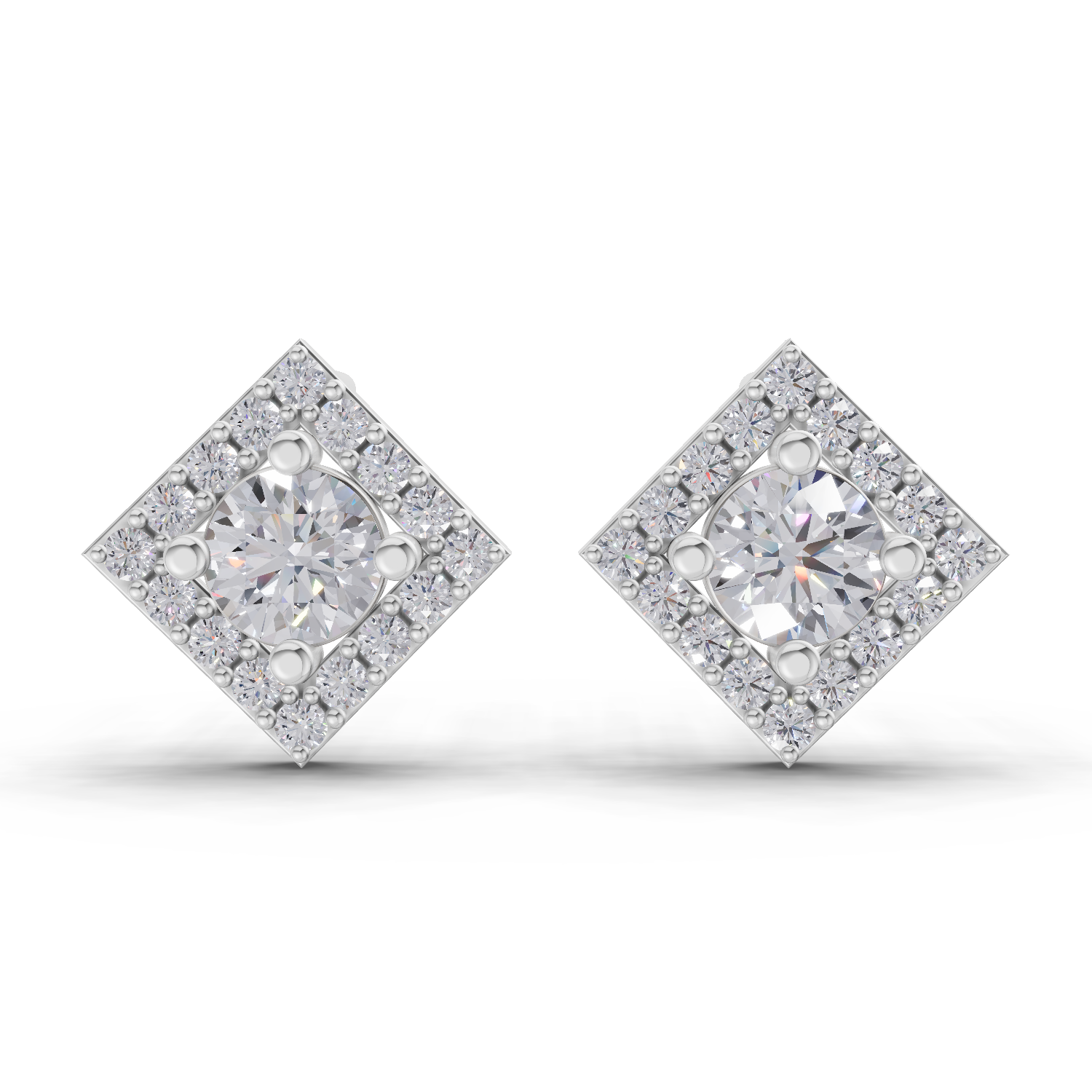 0.81 Carat Square Diamond Earrings 14K - White Gold