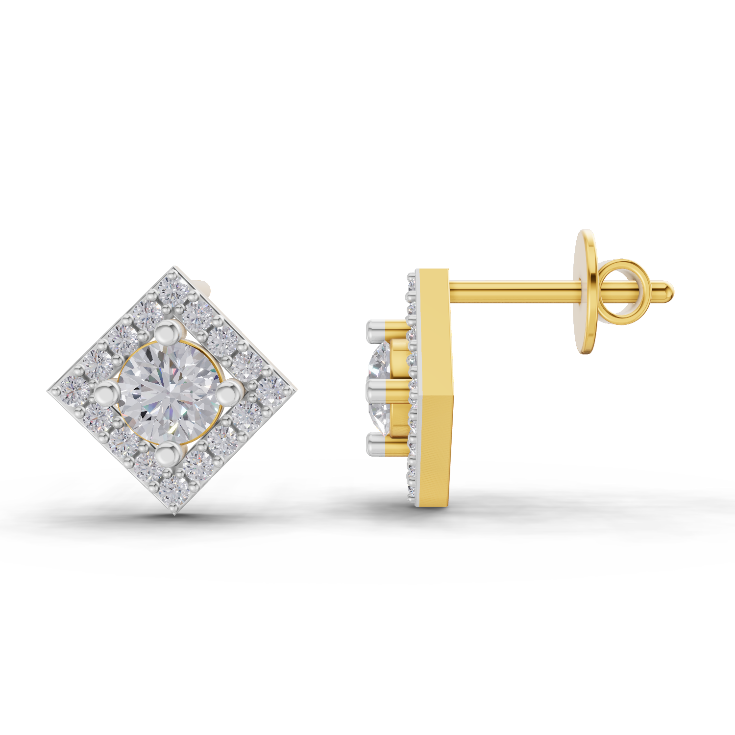 0.81 Carat Square Diamond Earrings 14K