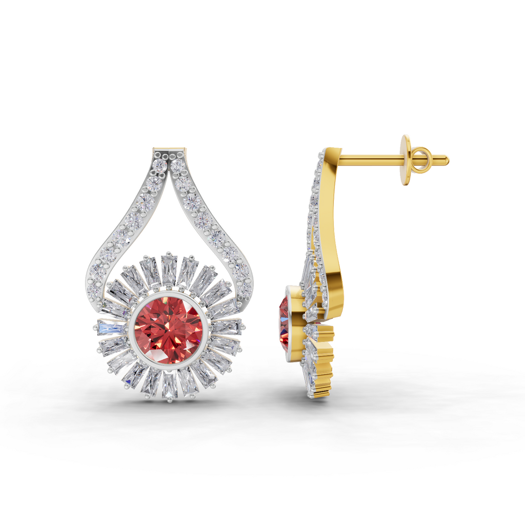 1.82 Carat Baguette Taper Diamond Earrings 14K