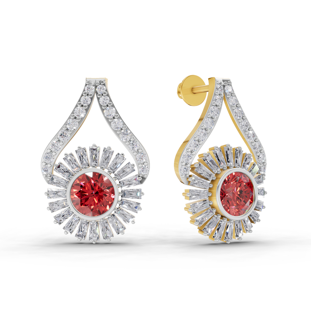 1.82 Carat Baguette Taper Diamond Earrings 14K