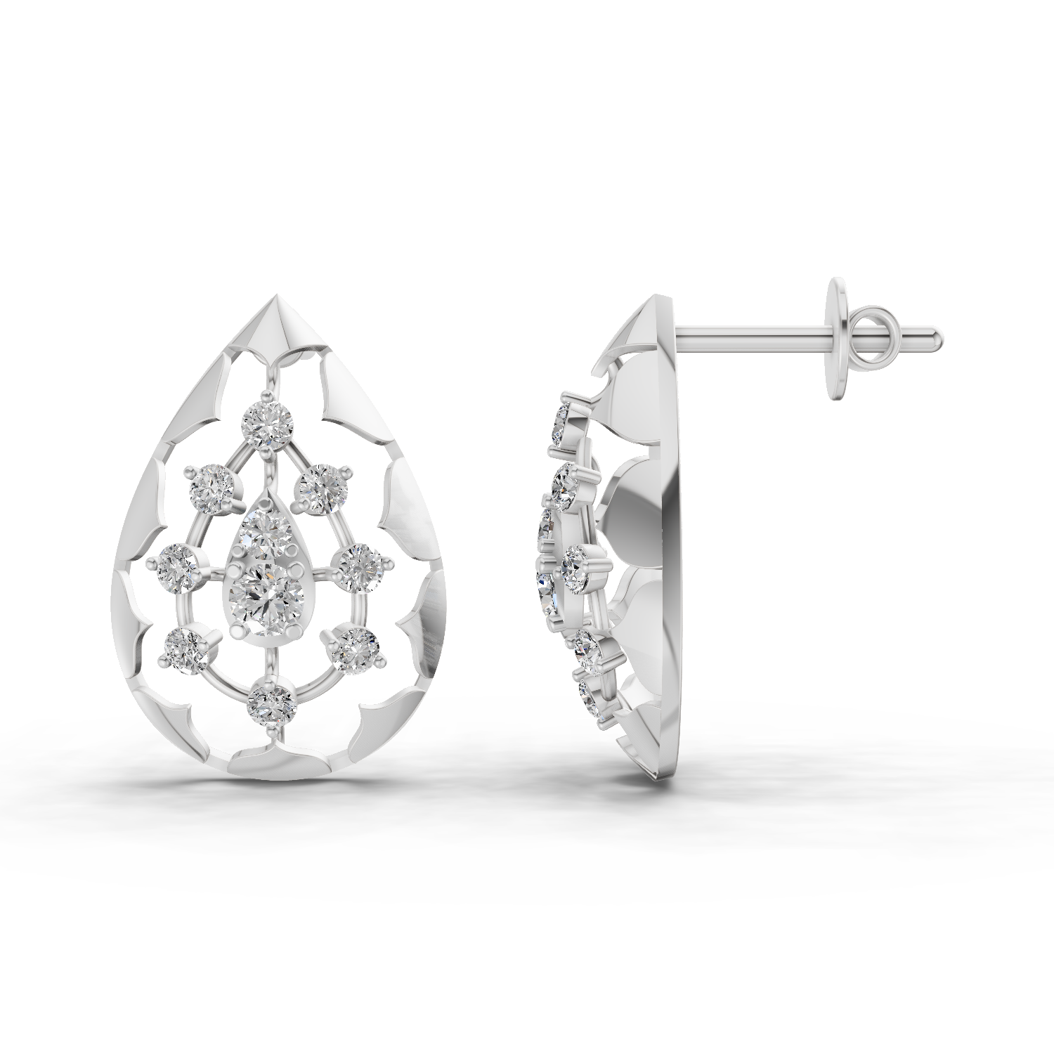 0.46 Carat Diamond Earrings 14K - White Gold