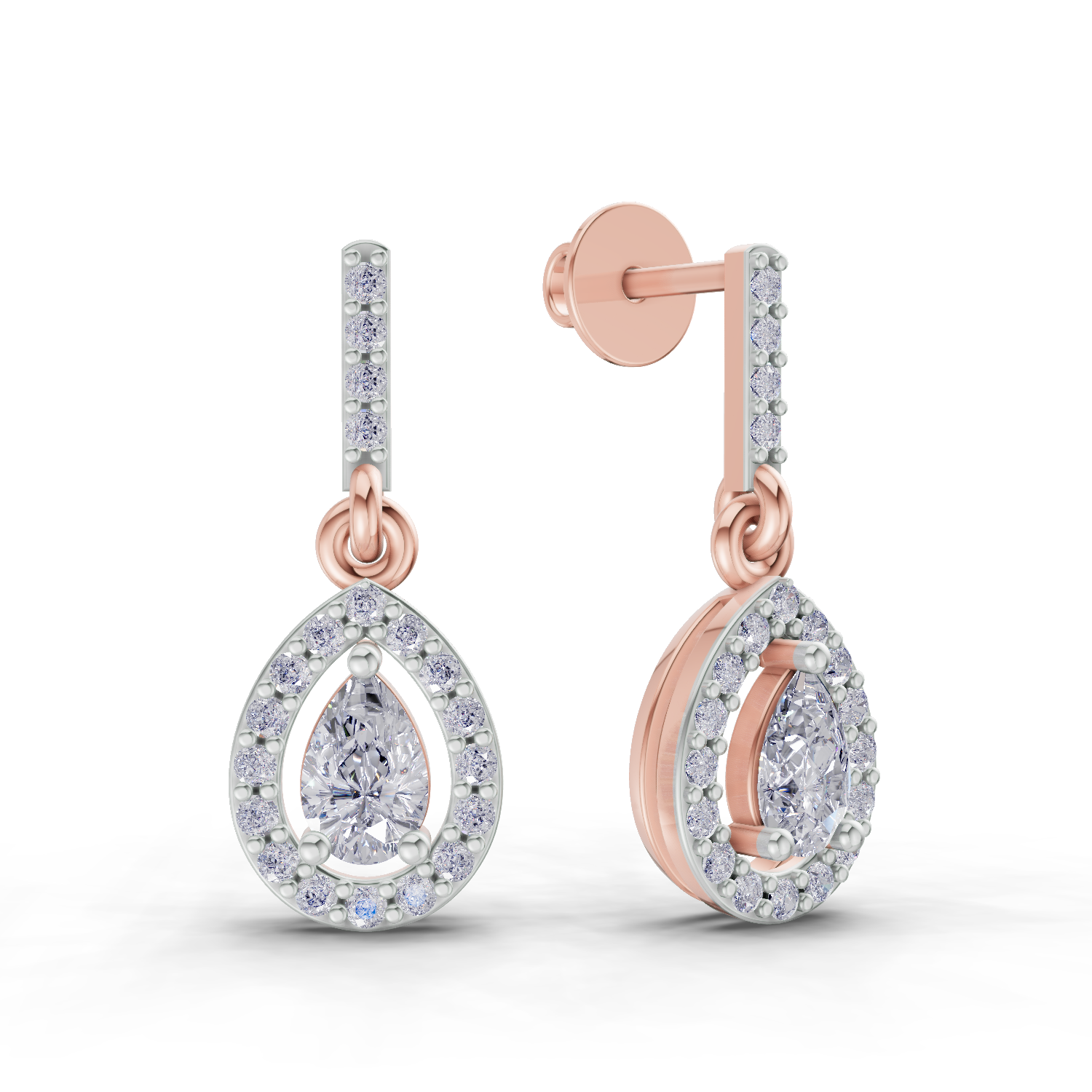 1.04 Carat Celeste Pear Drops Earrings 14K - Rose Gold