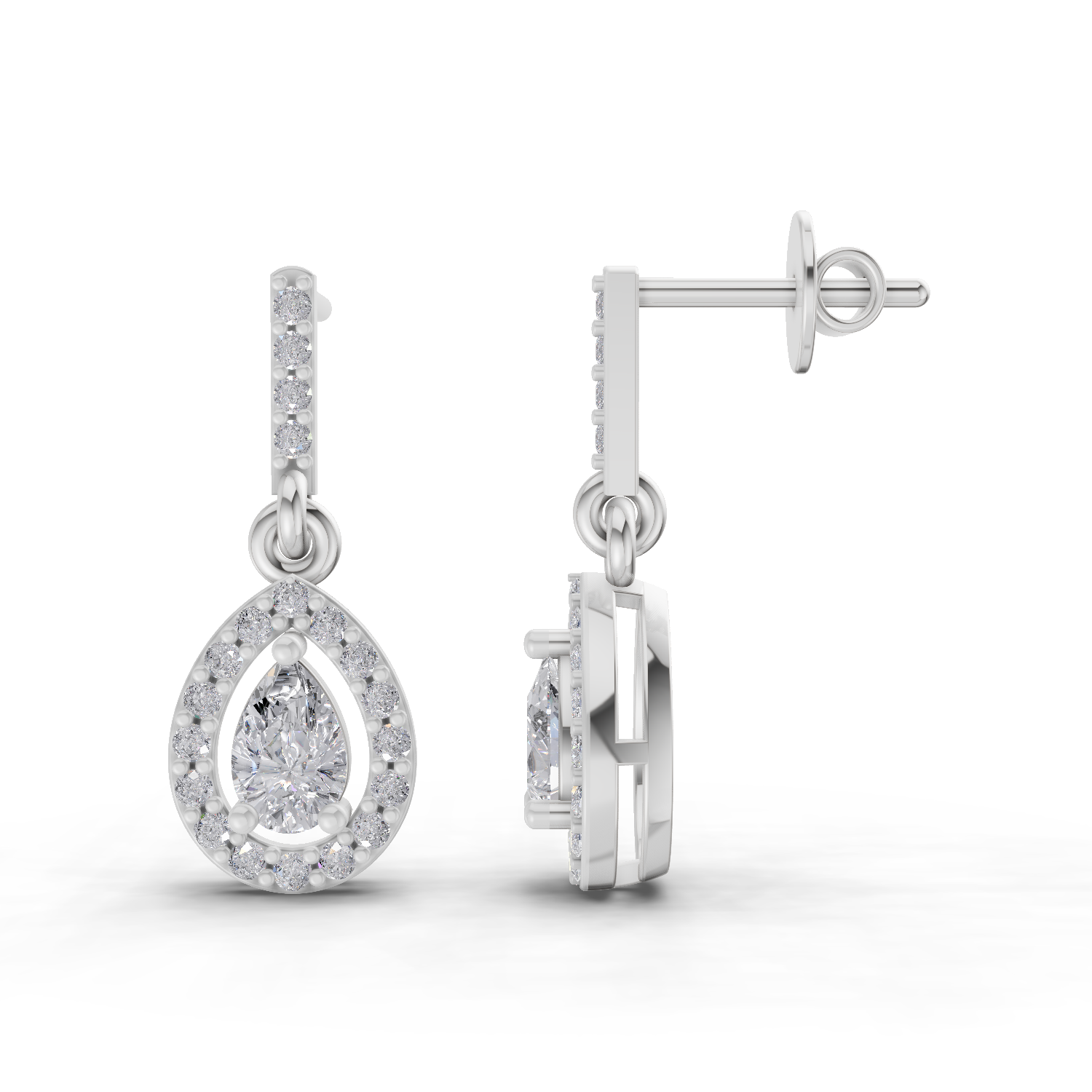 1.04 Carat Celeste Pear Drops Earrings 14K - White Gold