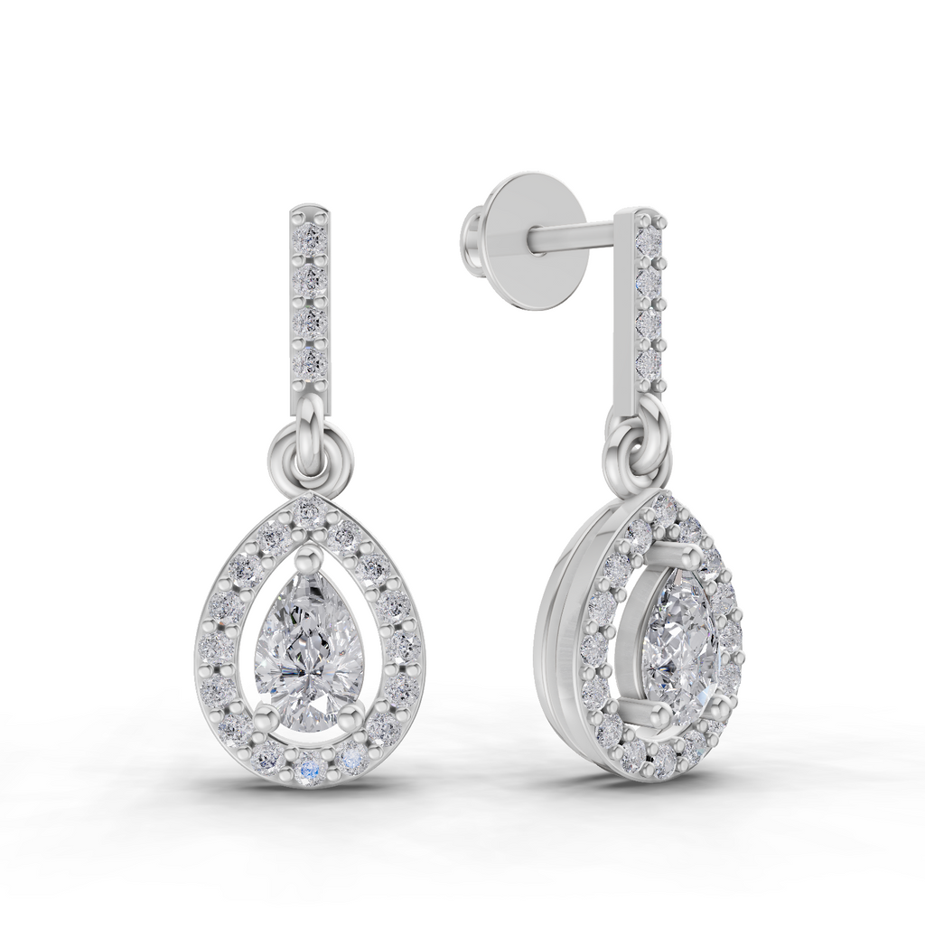 1.04 Carat Celeste Pear Drops Earrings 14K - White Gold