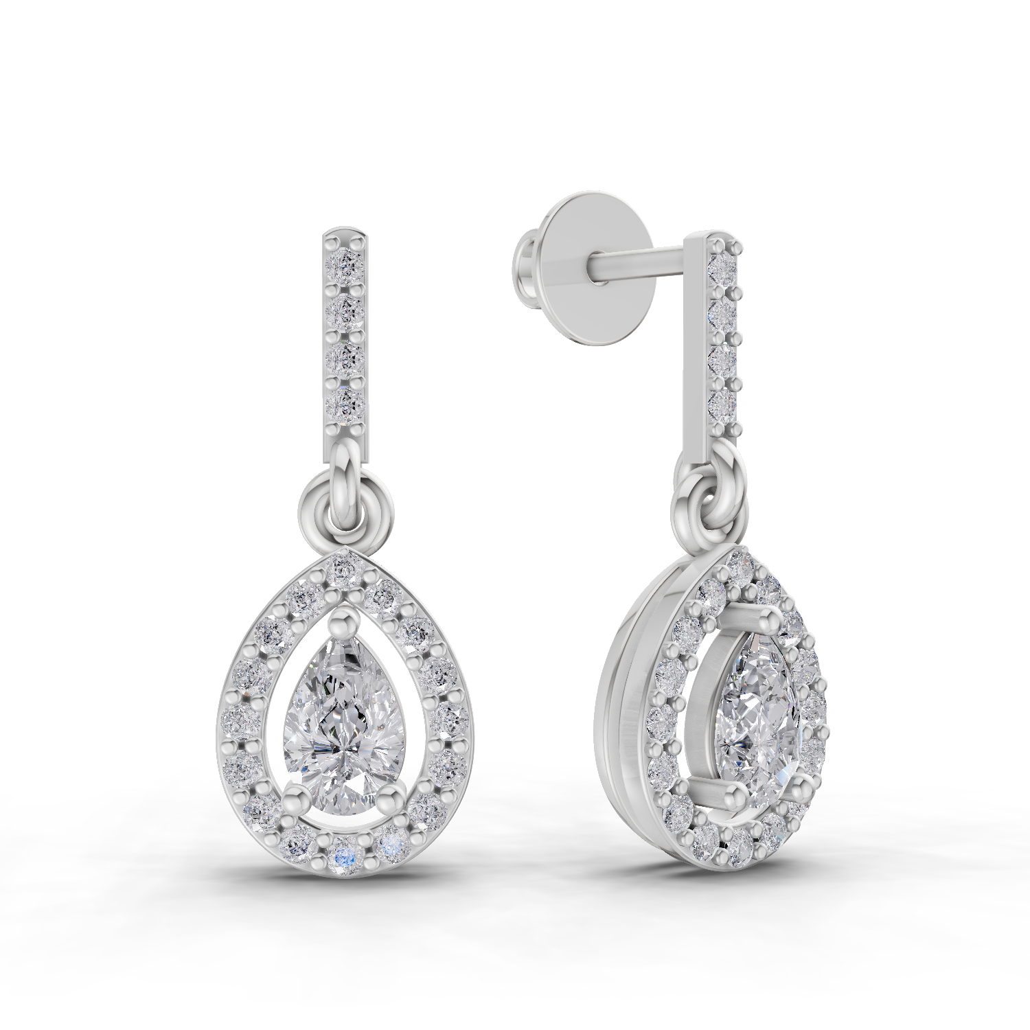 1.04 Carat Celeste Pear Drops Earrings 14K - White Gold