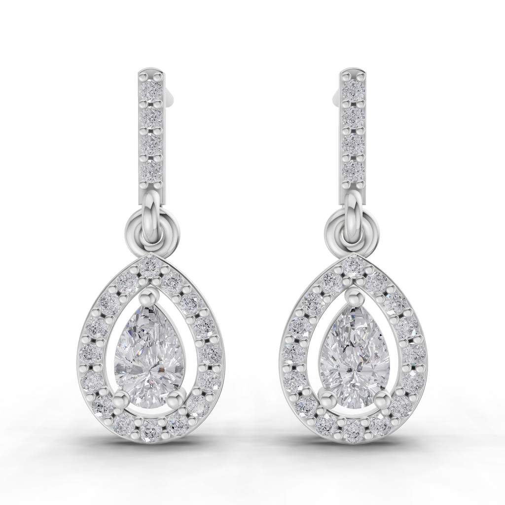 1.04 Carat Celeste Pear Drops Earrings 14K - White Gold