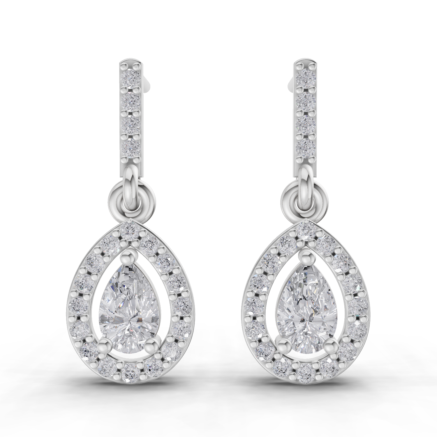1.04 Carat Celeste Pear Drops Earrings 14K - White Gold