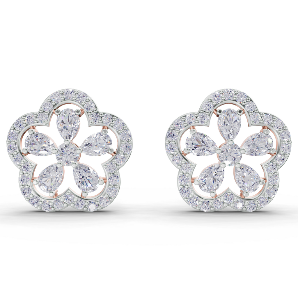 1.56 Carat Celestia Flower Studs Earrings 14K - Rose Gold