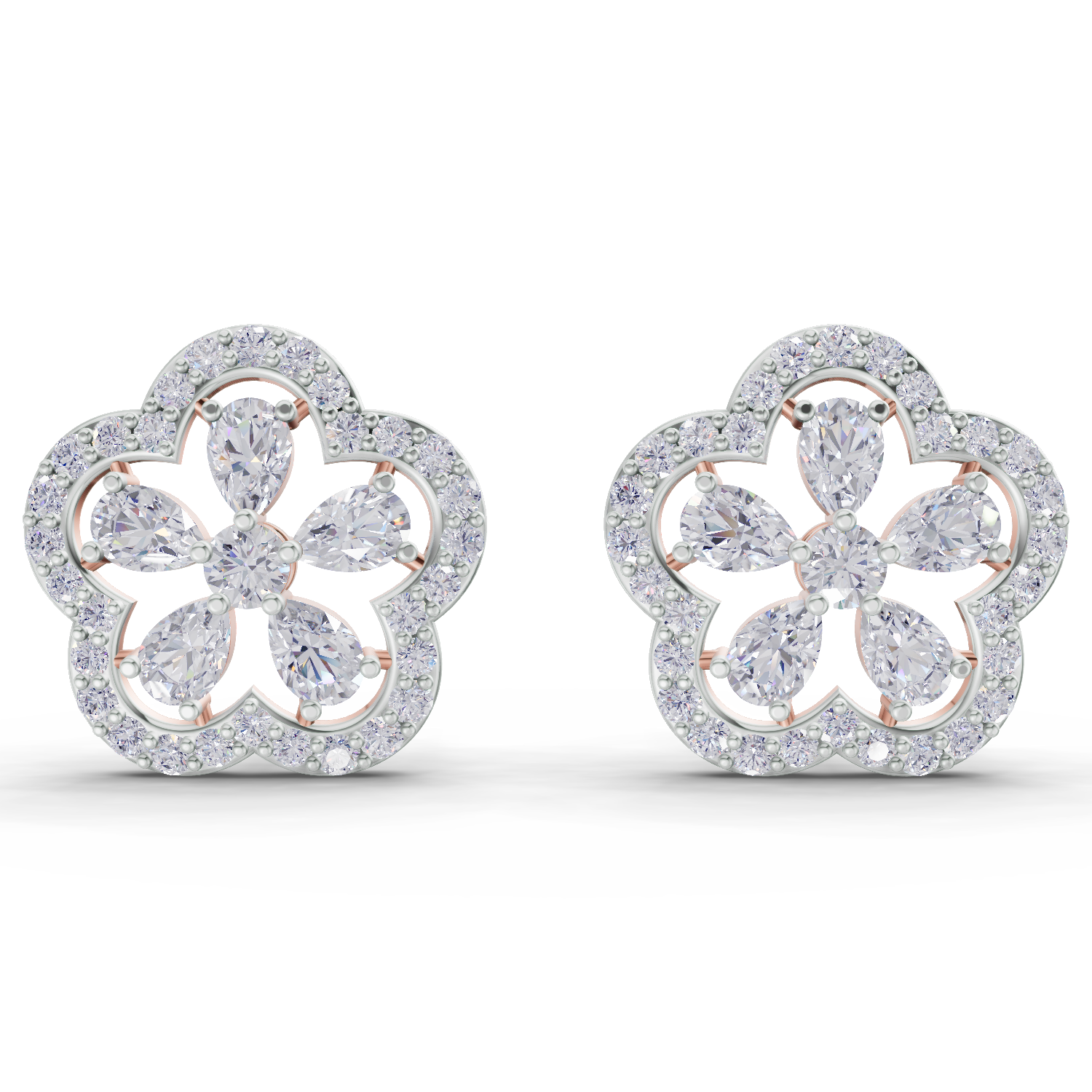 1.56 Carat Celestia Flower Studs Earrings 14K - Rose Gold