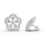 1.56 Carat Celestia Flower Studs Earrings 14K - White Gold