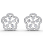 1.56 Carat Celestia Flower Studs Earrings 14K - White Gold
