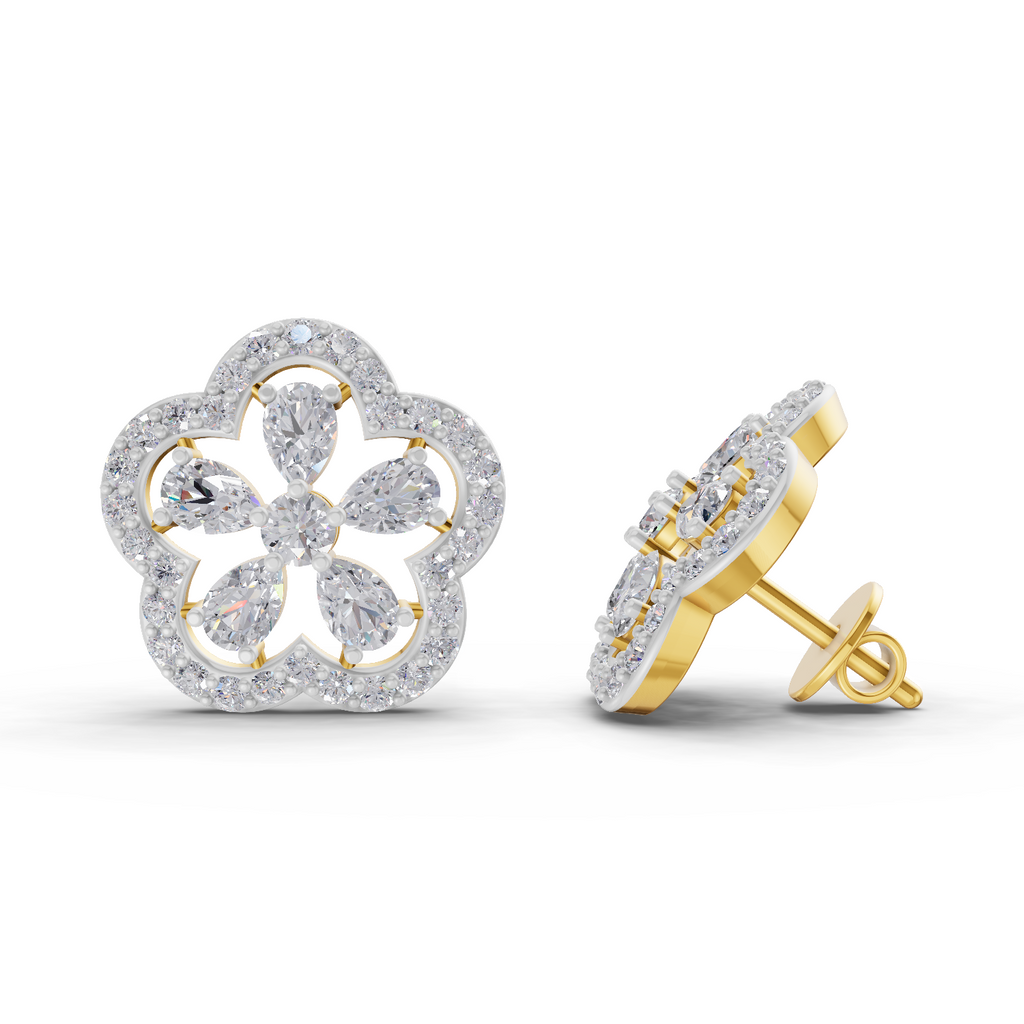1.56 Carat Celestia Flower Studs Earrings 14K