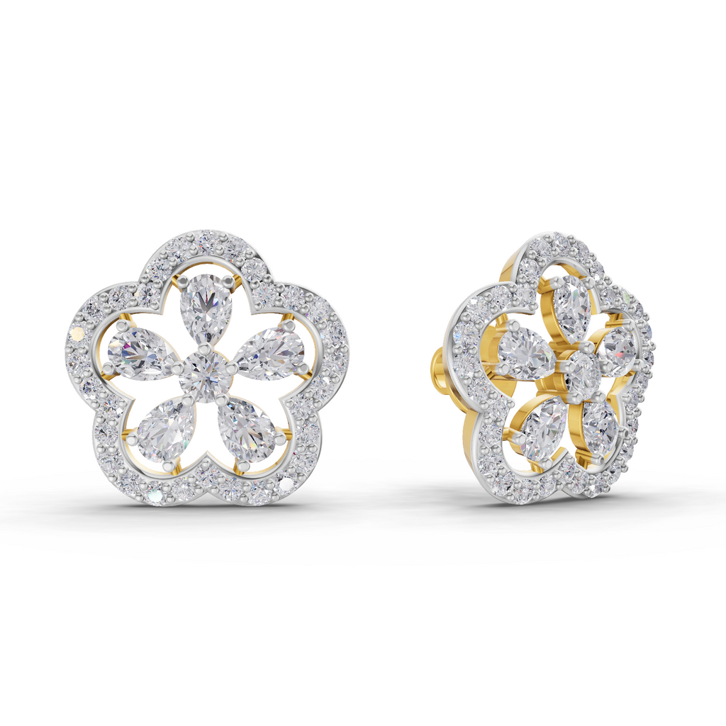 1.56 Carat Celestia Flower Studs Earrings 14K