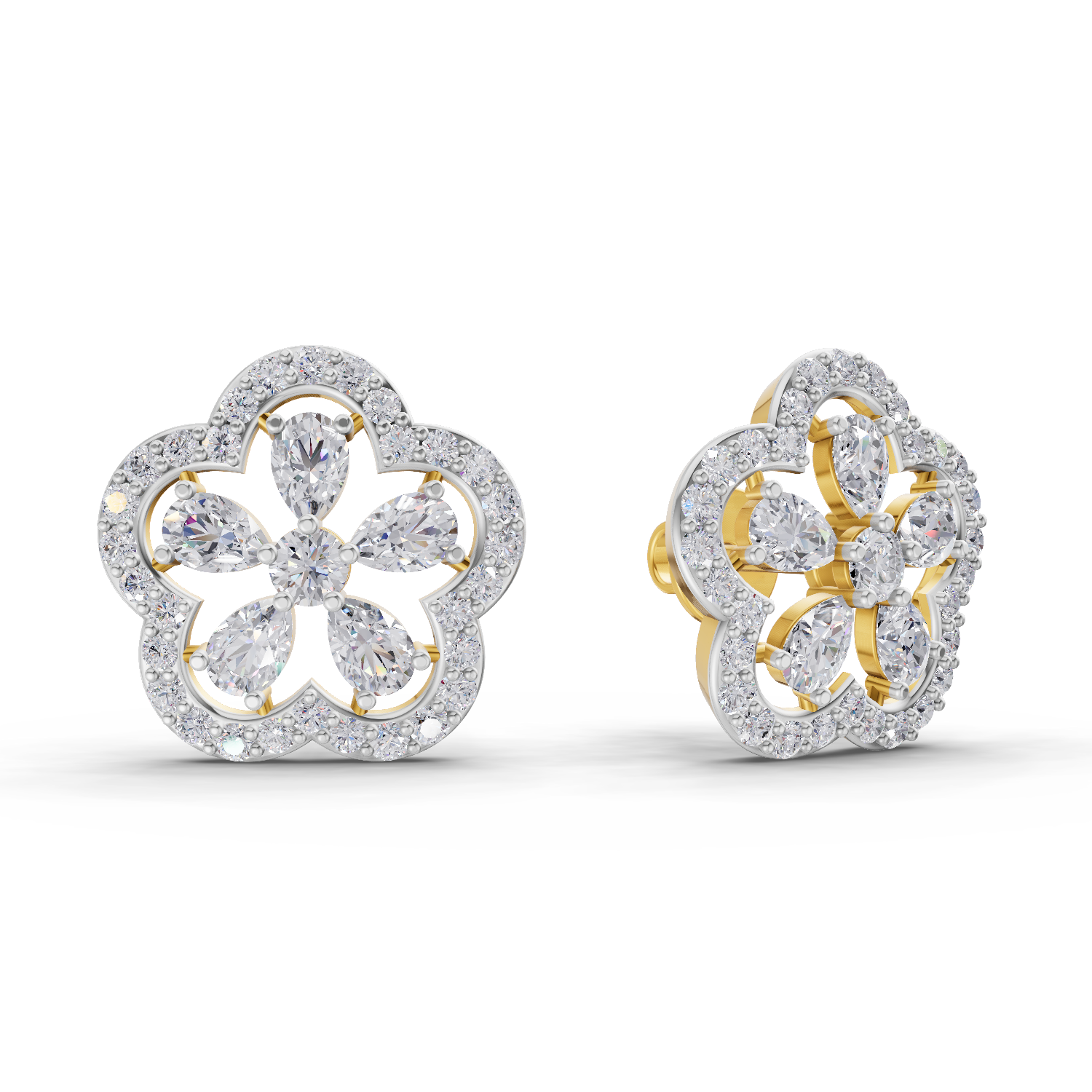 1.56 Carat Celestia Flower Studs Earrings 14K