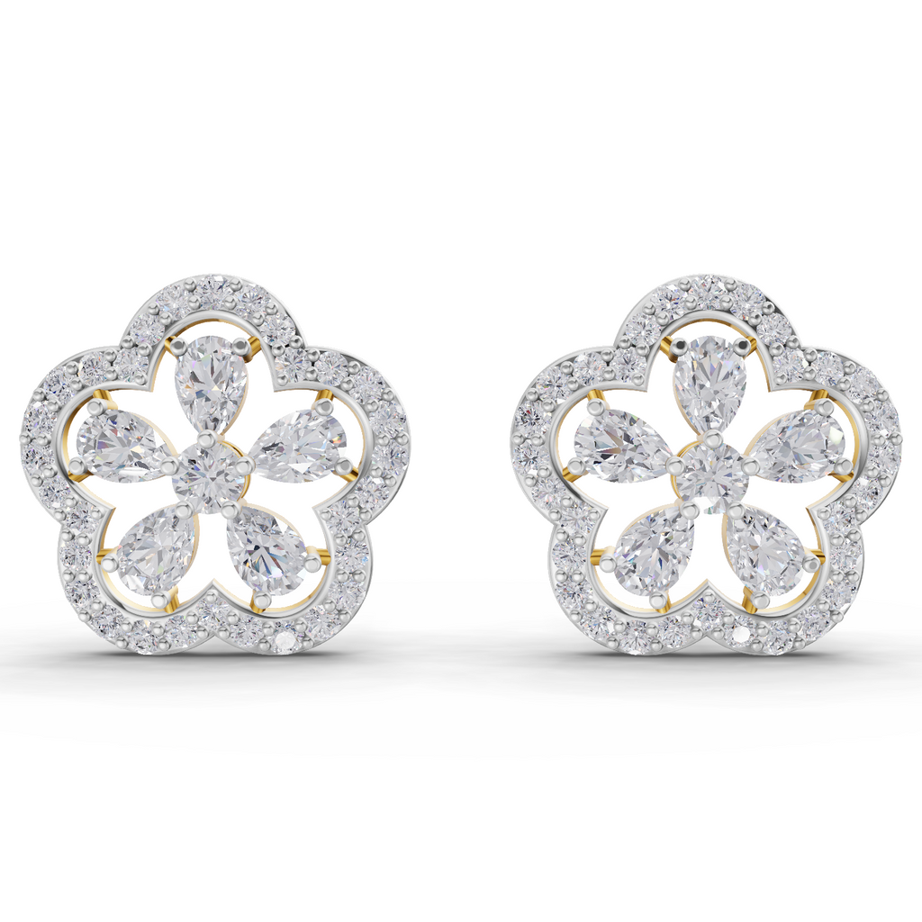 1.56 Carat Celestia Flower Studs Earrings 14K