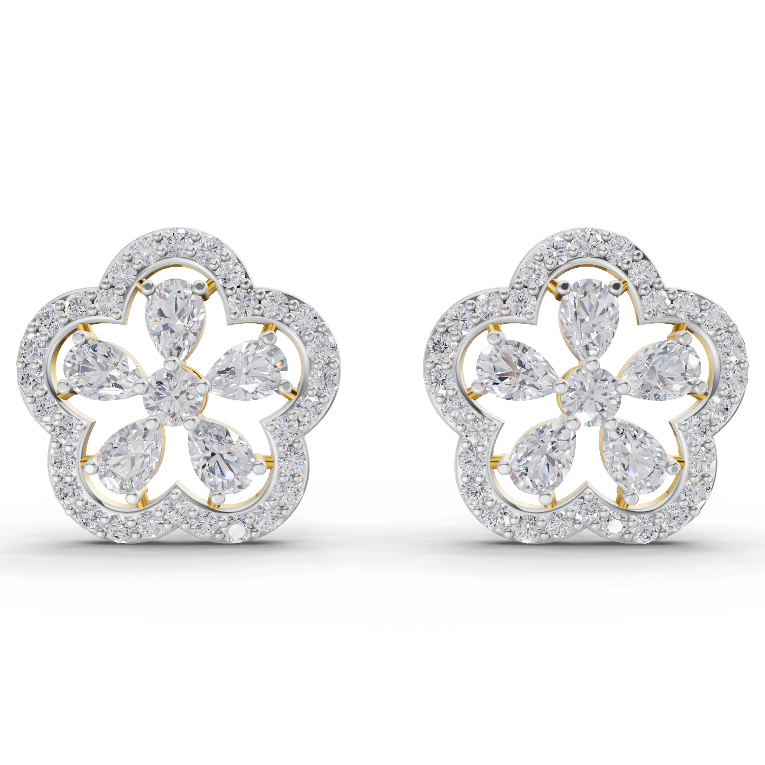 1.56 Carat Celestia Flower Studs Earrings 14K