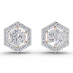 1.38 Carat Hexa Halo Studs Earrings 14K - Rose Gold