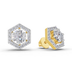 1.38 Carat Hexa Halo Studs Earrings 14K