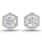 1.38 Carat Hexa Halo Studs Earrings 14K