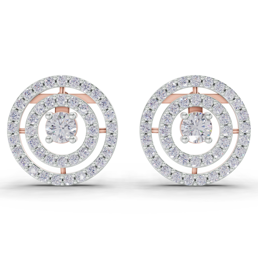1.14 Carat Eternal Halo Diamond Studs Earrings 14K - Rose Gold