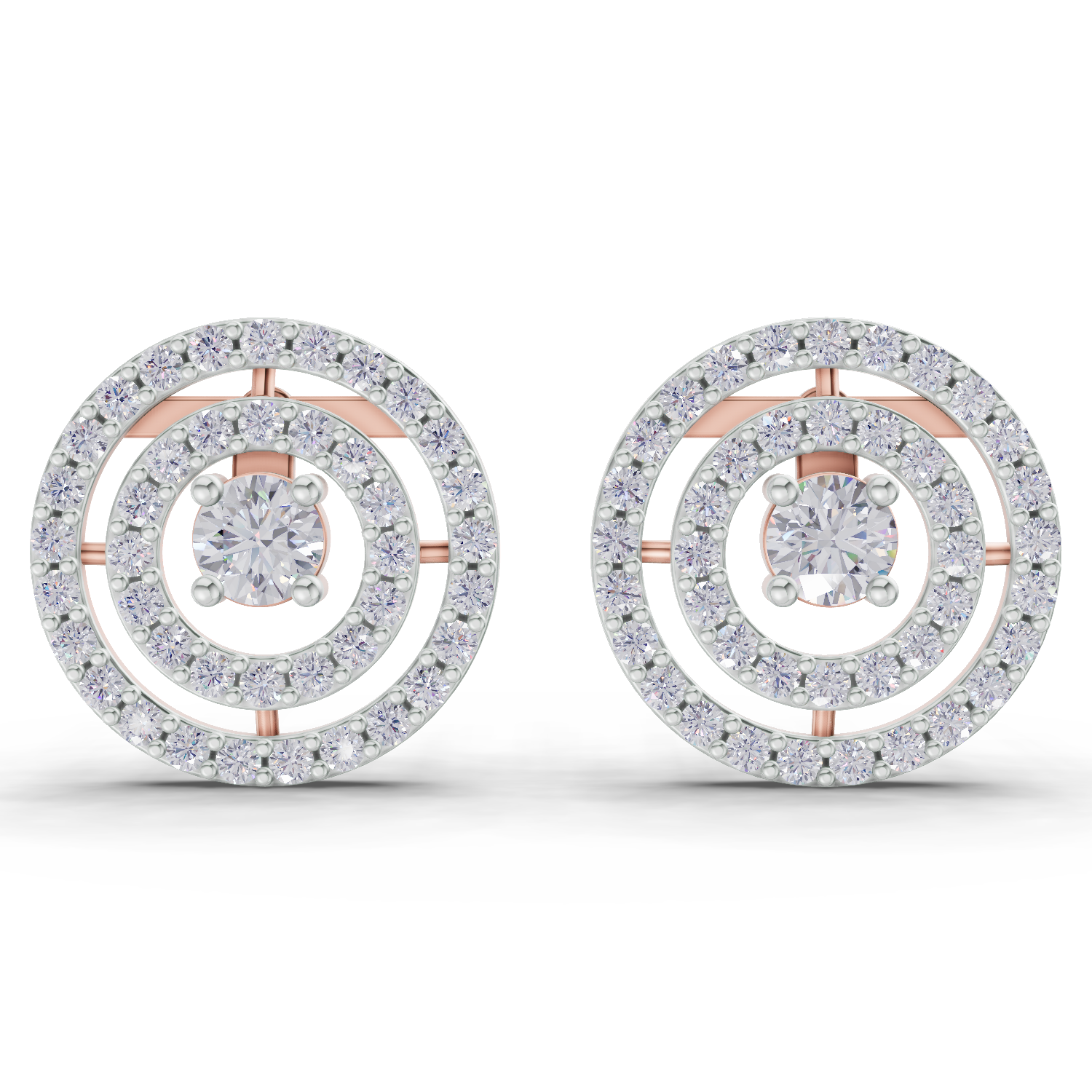 1.14 Carat Eternal Halo Diamond Studs Earrings 14K - Rose Gold