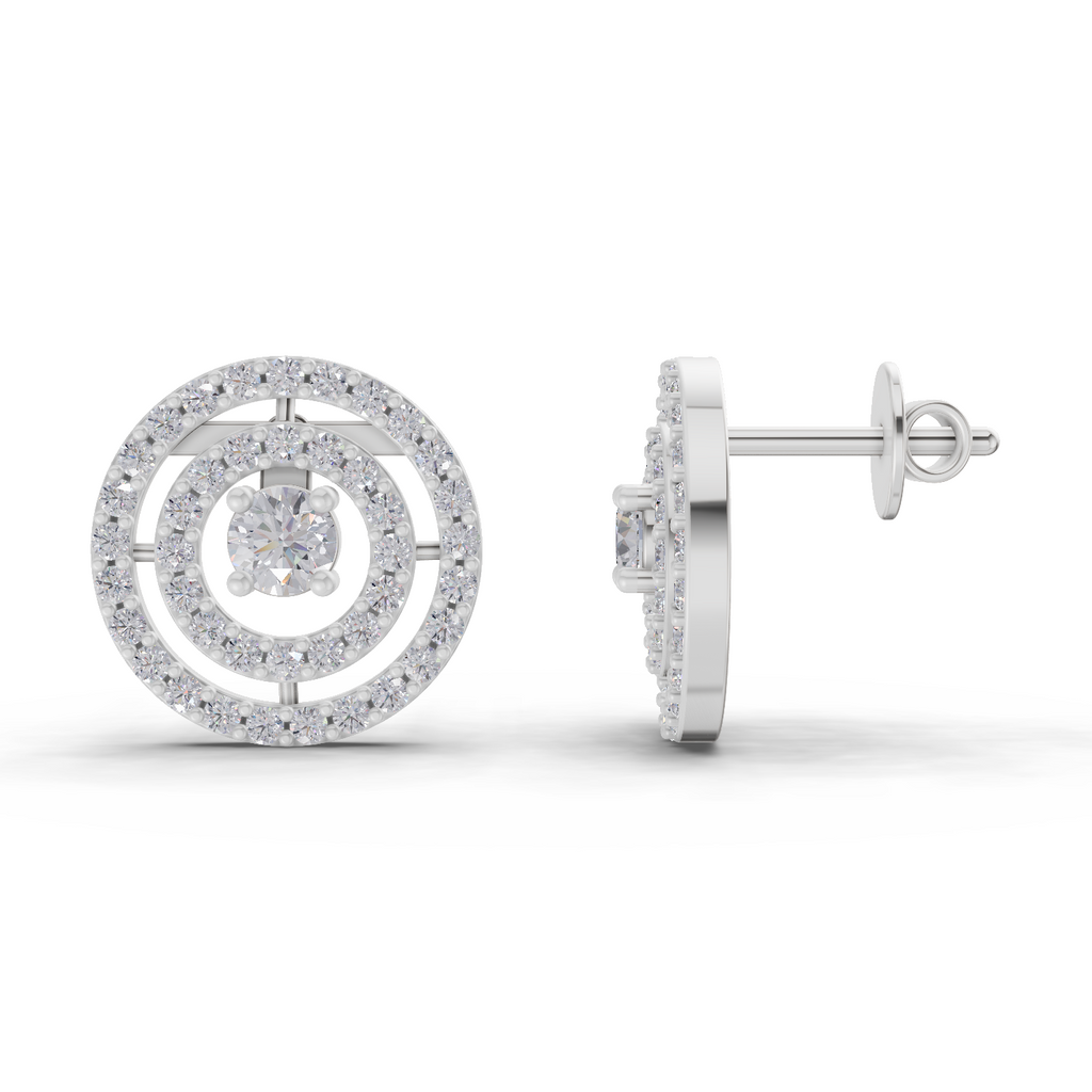 1.14 Carat Eternal Halo Diamond Studs Earrings 14K - White Gold