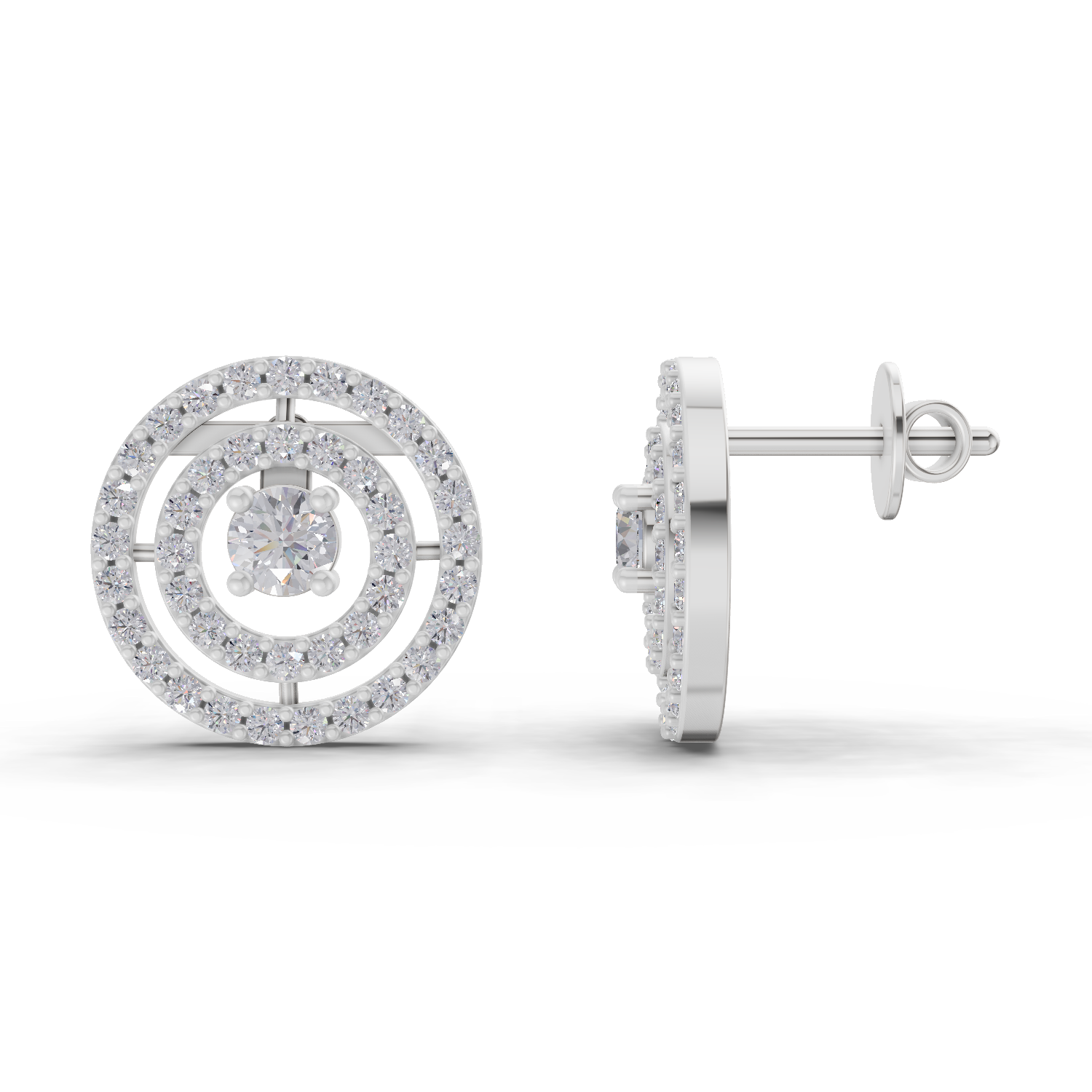 1.14 Carat Eternal Halo Diamond Studs Earrings 14K - White Gold