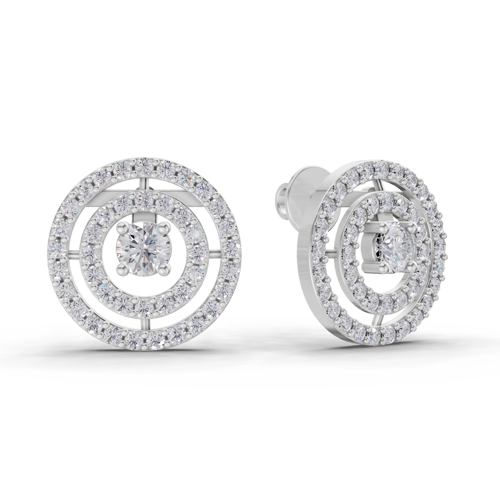 1.14 Carat Eternal Halo Diamond Studs Earrings 14K - White Gold