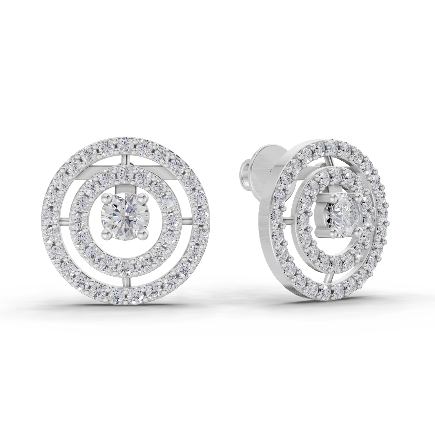 1.14 Carat Eternal Halo Diamond Studs Earrings 14K - White Gold
