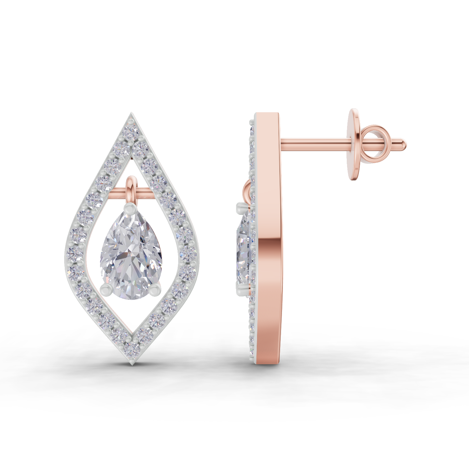 1.52 Carat Dewdrop Studs Earrings 14K - Rose Gold