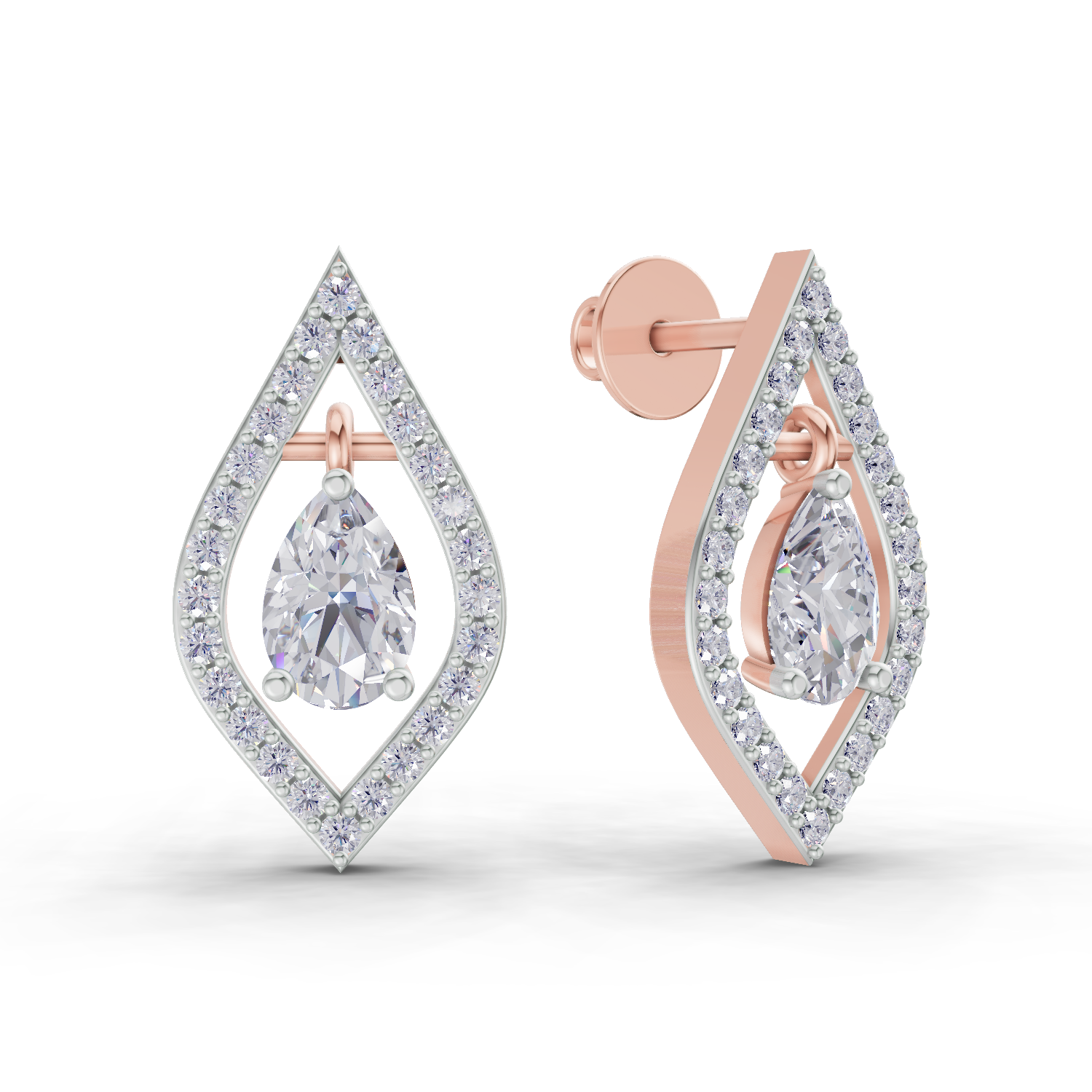 1.52 Carat Dewdrop Studs Earrings 14K - Rose Gold