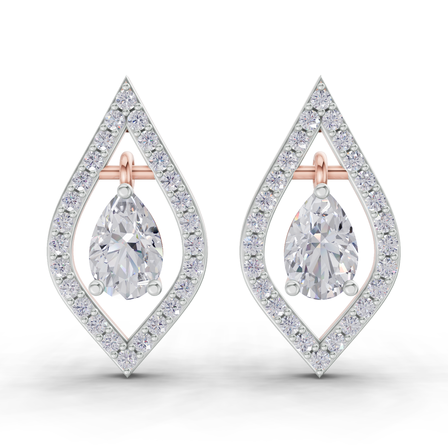 1.52 Carat Dewdrop Studs Earrings 14K - Rose Gold