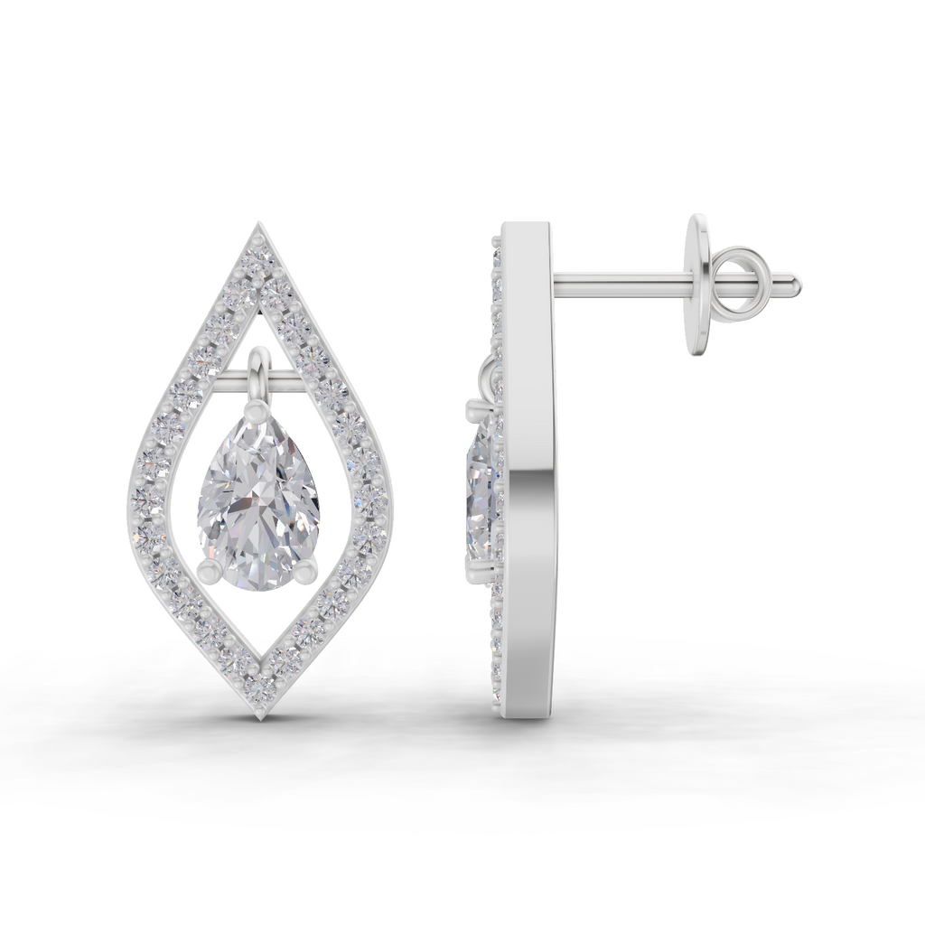 1.52 Carat Dewdrop Studs Earrings 14K - White Gold