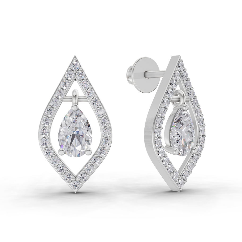 1.52 Carat Dewdrop Studs Earrings 14K - White Gold