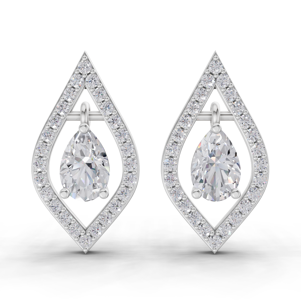1.52 Carat Dewdrop Studs Earrings 14K - White Gold