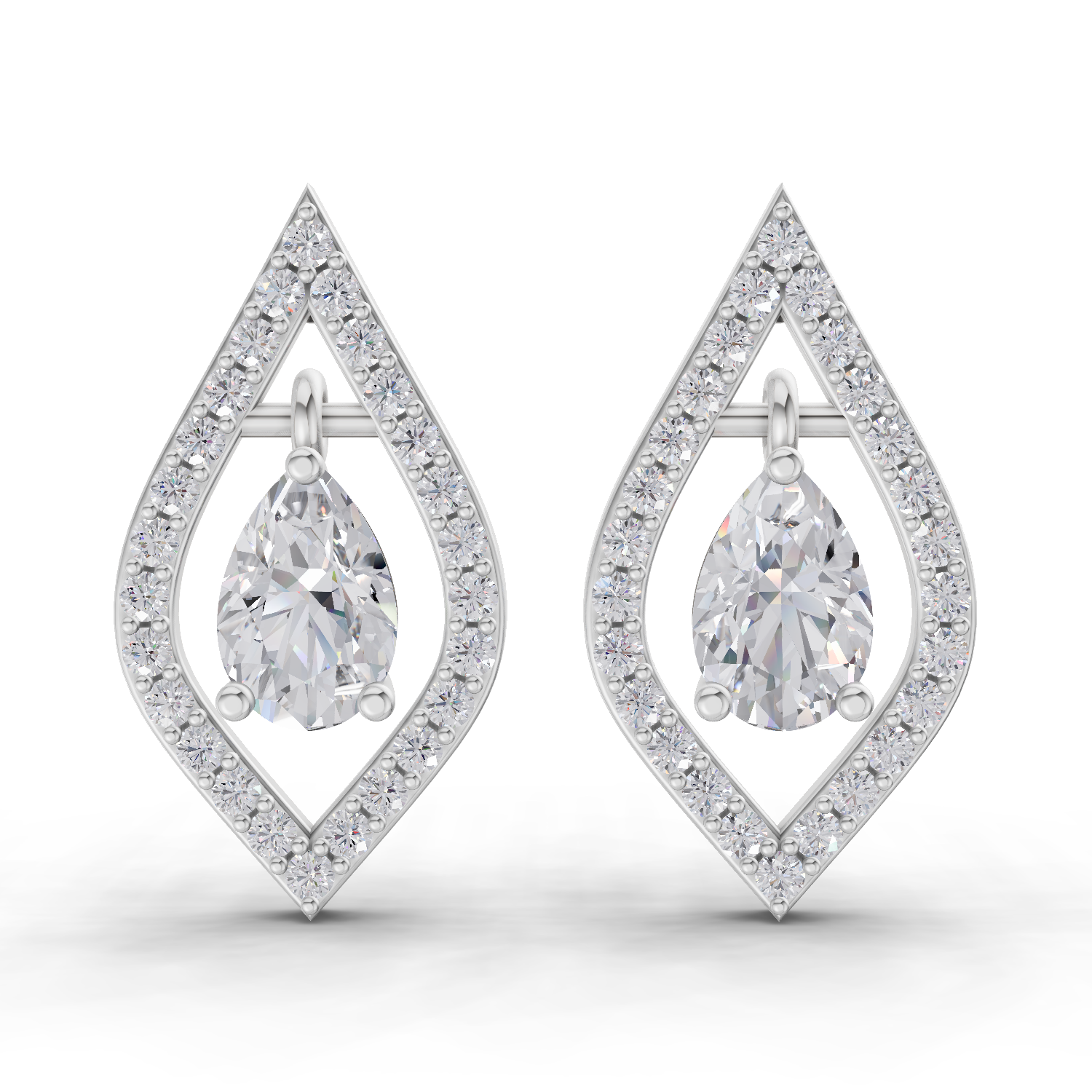 1.52 Carat Dewdrop Studs Earrings 14K - White Gold