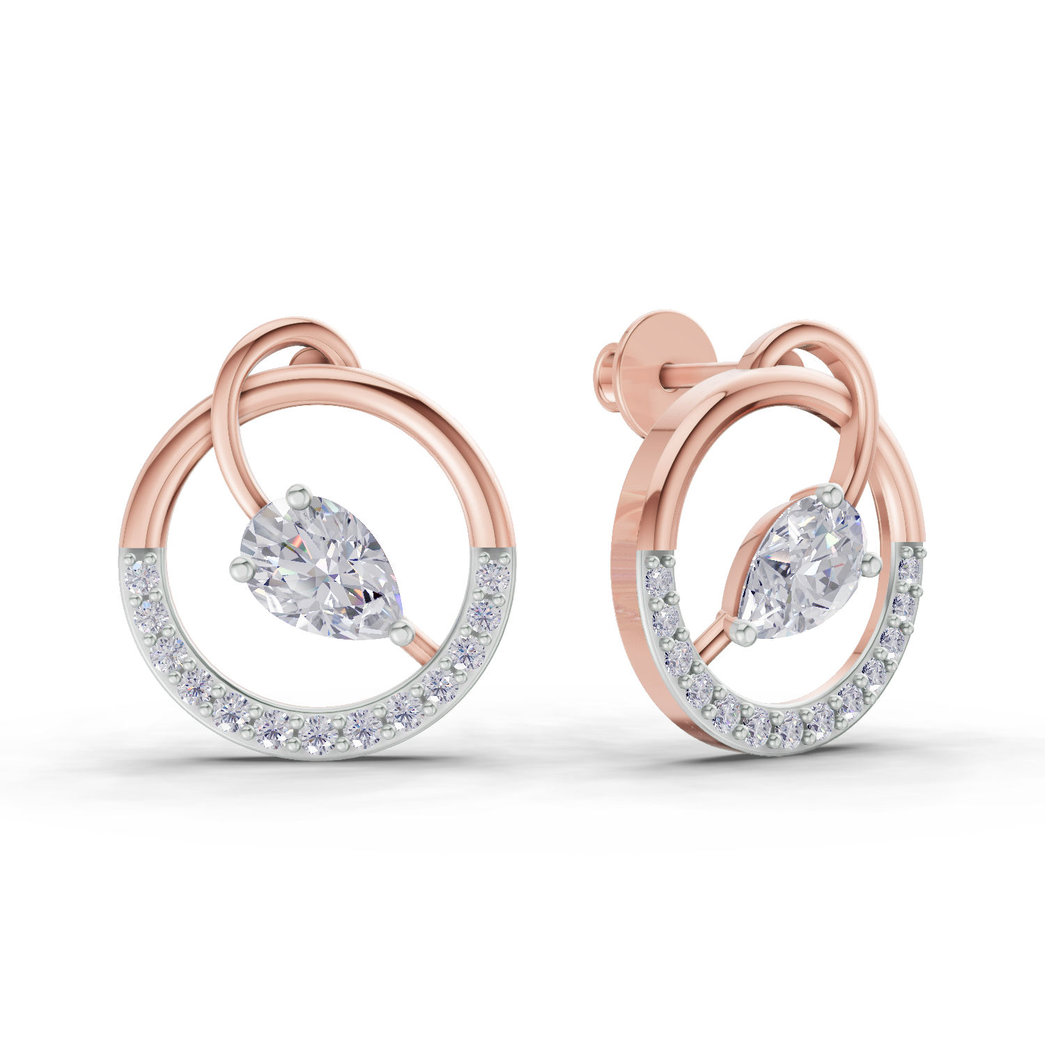 1.32 Carat Seraphina Circle Studs Earrings 14K - Rose Gold