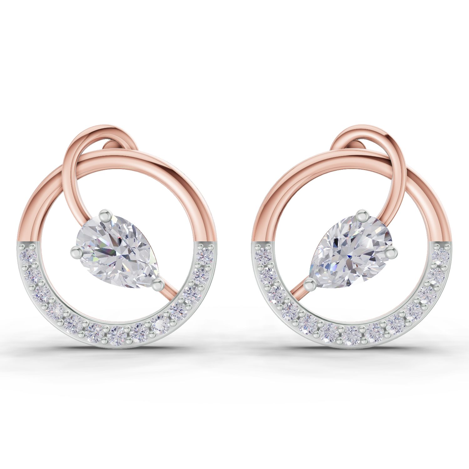 1.32 Carat Seraphina Circle Studs Earrings 14K - Rose Gold