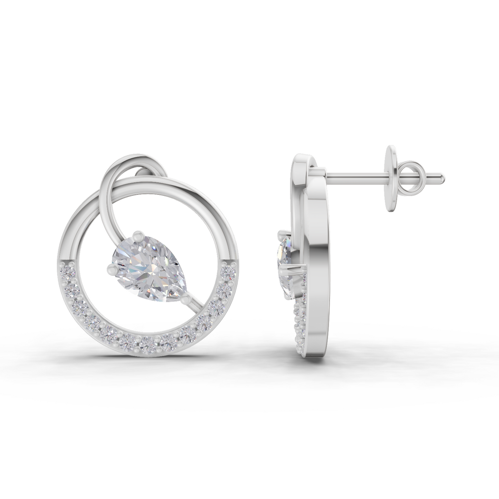 1.32 Carat Seraphina Circle Studs Earrings 14K - White Gold