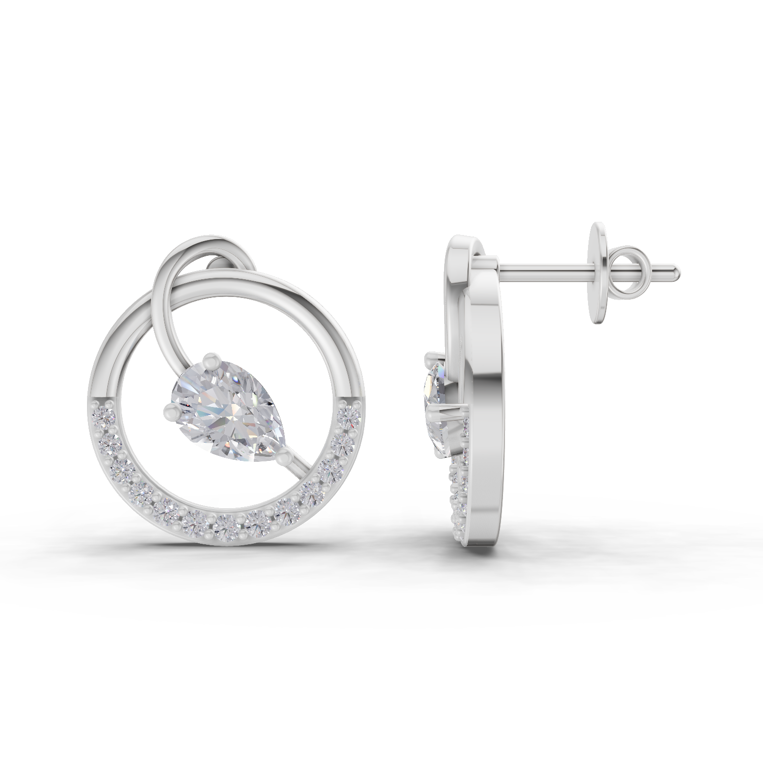 1.32 Carat Seraphina Circle Studs Earrings 14K - White Gold