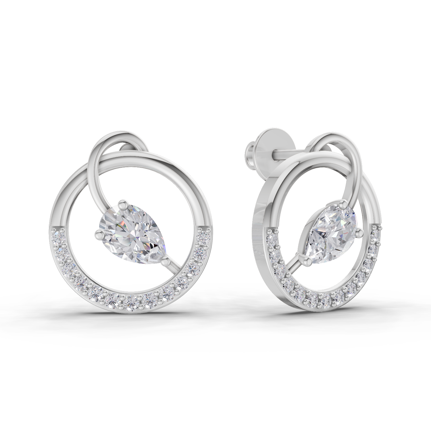 1.32 Carat Seraphina Circle Studs Earrings 14K - White Gold