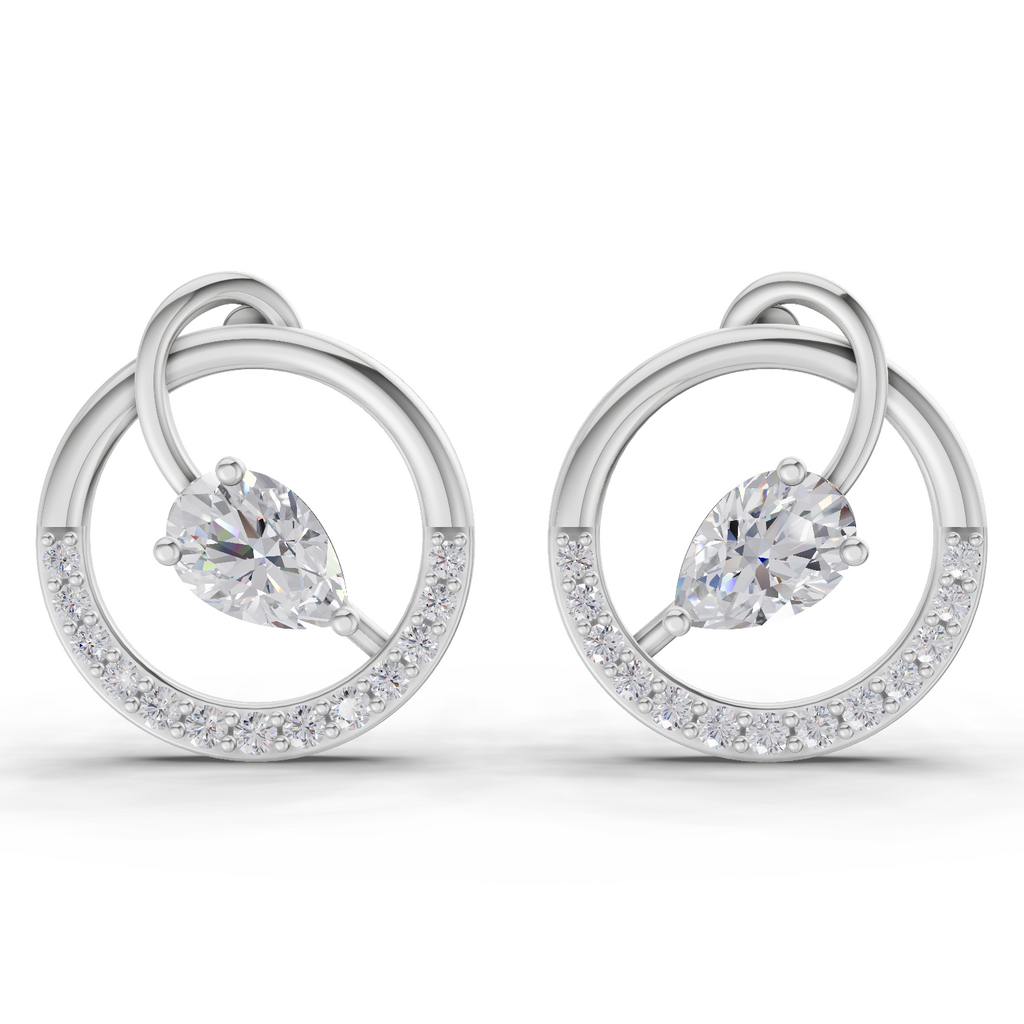 1.32 Carat Seraphina Circle Studs Earrings 14K - White Gold