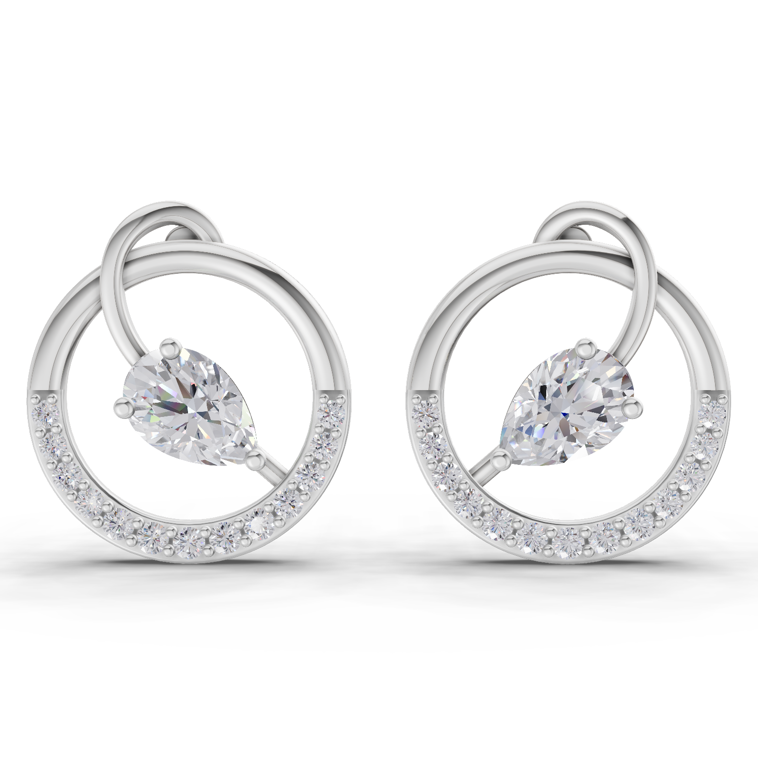 1.32 Carat Seraphina Circle Studs Earrings 14K - White Gold