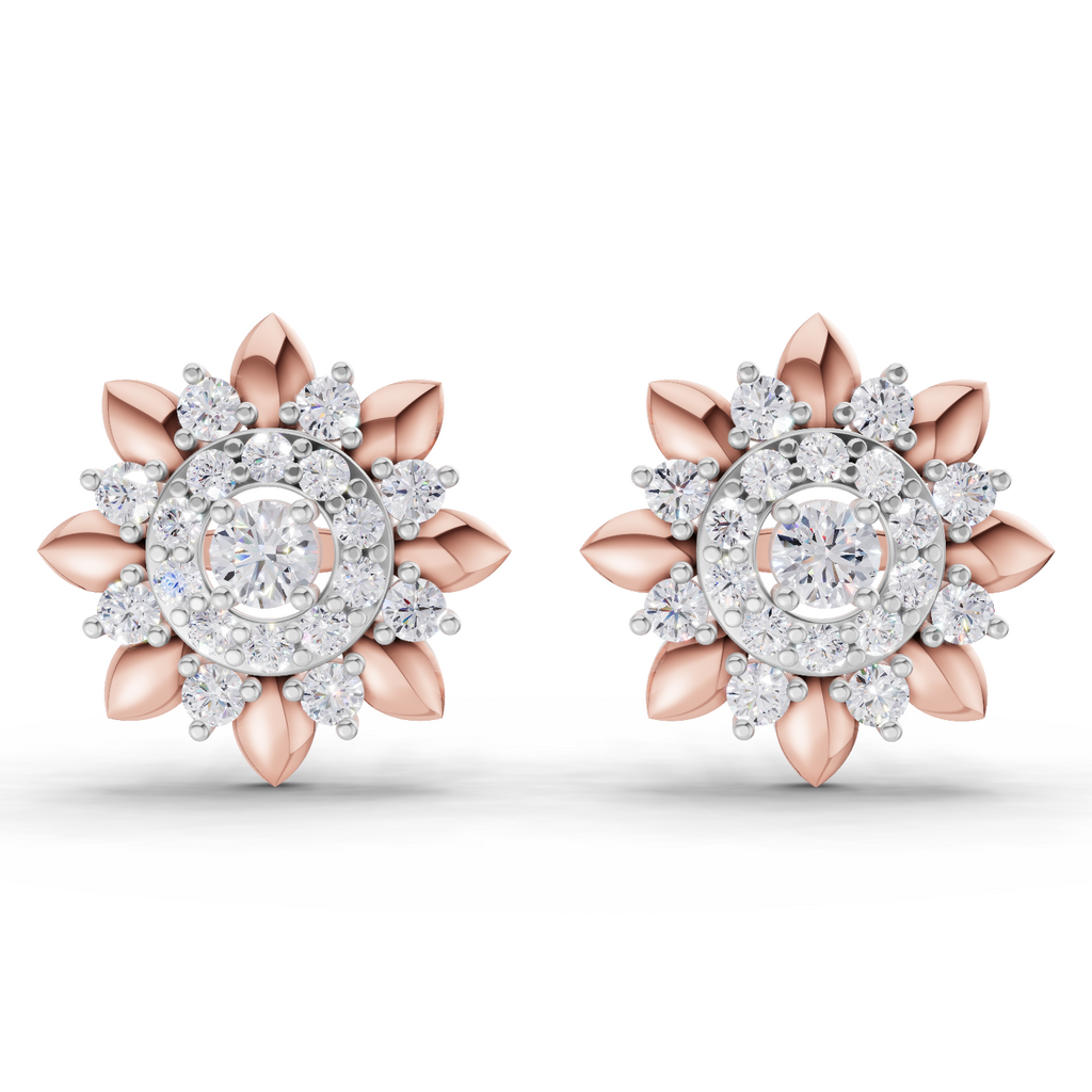 1.27 Carat Lotus Diamond Earrings 14K - Rose Gold
