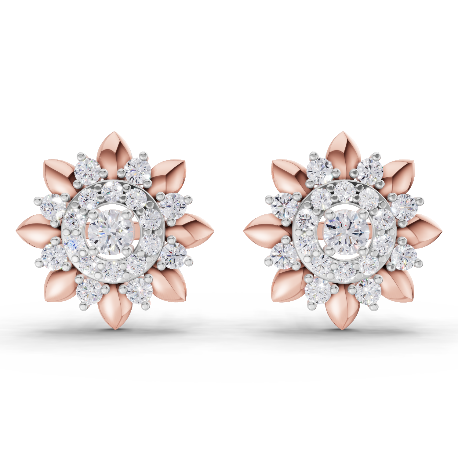 1.27 Carat Lotus Diamond Earrings 14K - Rose Gold